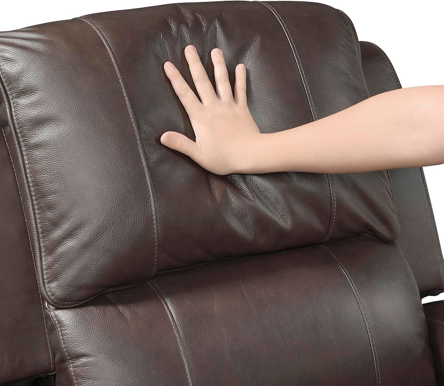 Manual Double Recliner Sofa Brown Leather Match Wall Hugger