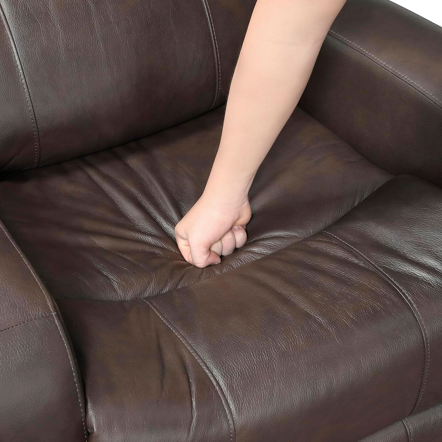 Manual Double Recliner Sofa Brown Leather Match Wall Hugger