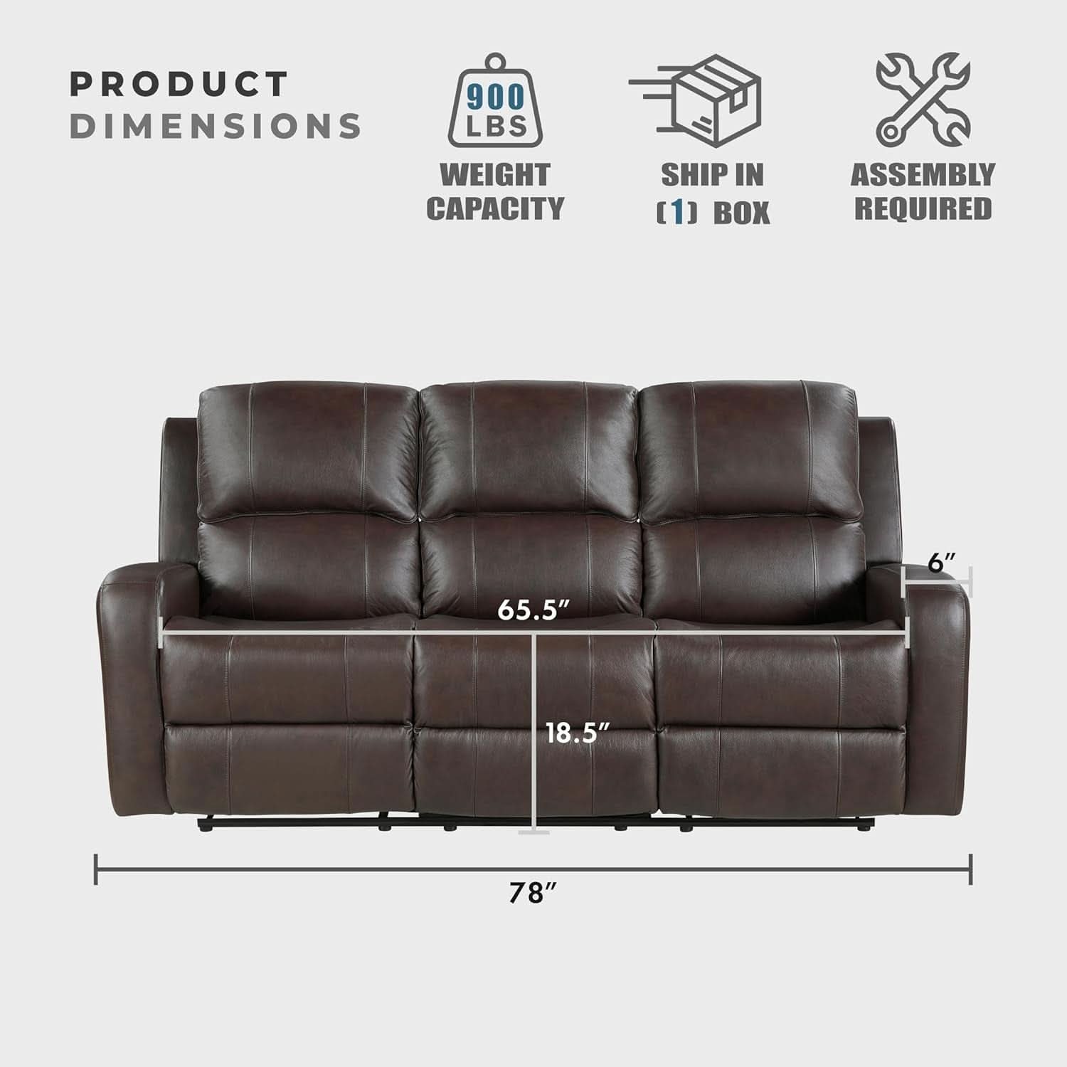 Manual Double Recliner Sofa Brown Leather Match Wall Hugger