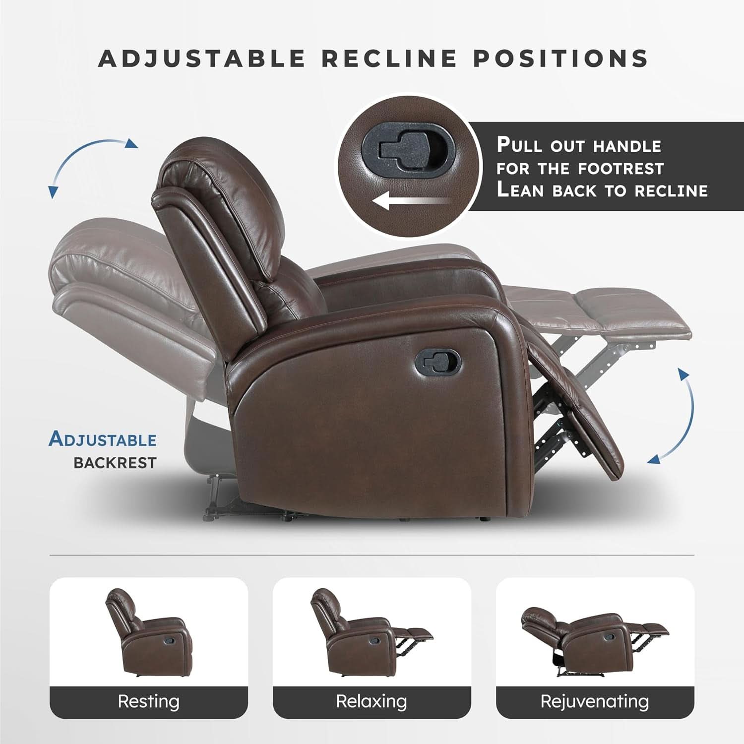 Manual Double Recliner Sofa Brown Leather Match Wall Hugger