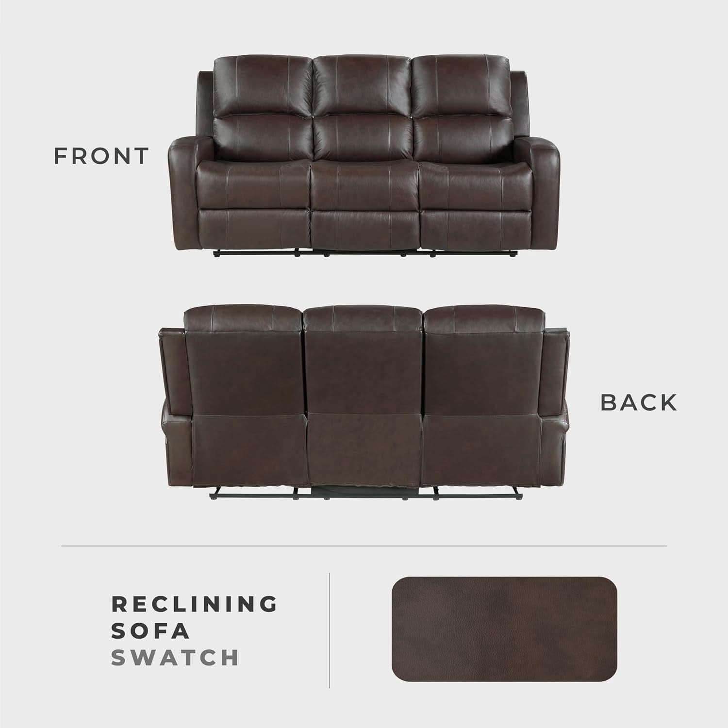 Manual Double Recliner Sofa Brown Leather Match Wall Hugger