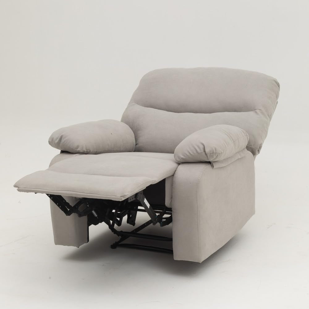 Manual Recliner Chair Light Gray Armchair With Recline