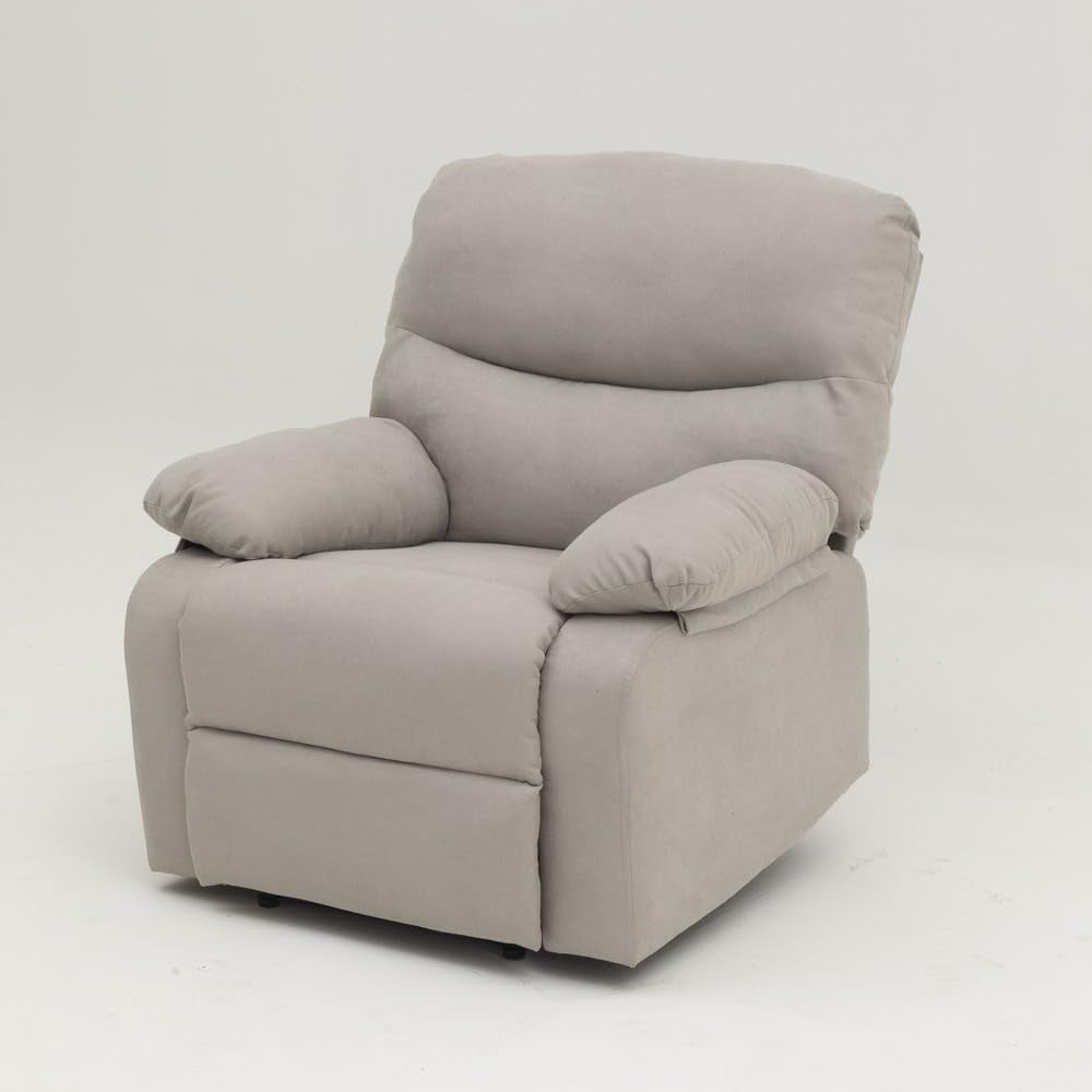 Manual Recliner Chair Light Gray Armchair With Recline