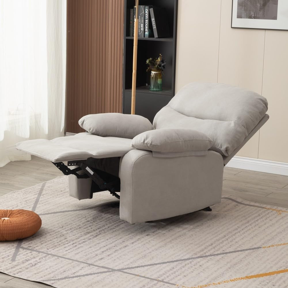 Manual Recliner Chair Light Gray Armchair With Recline