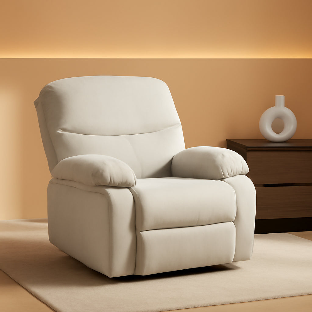 Manual Recliner Chair Light Gray Armchair With Recline