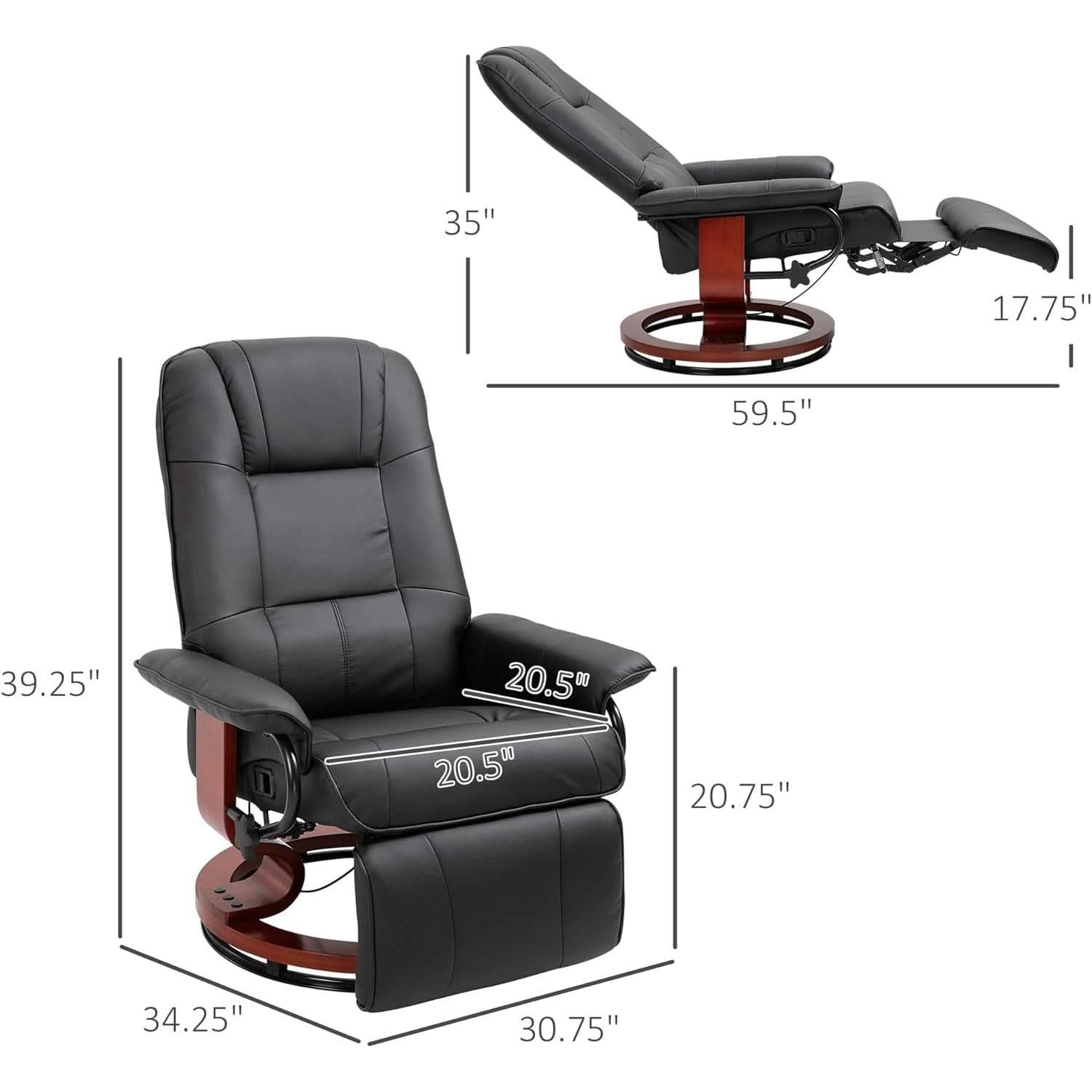 Manual Recliner Chair With Footrest And Swivel Base