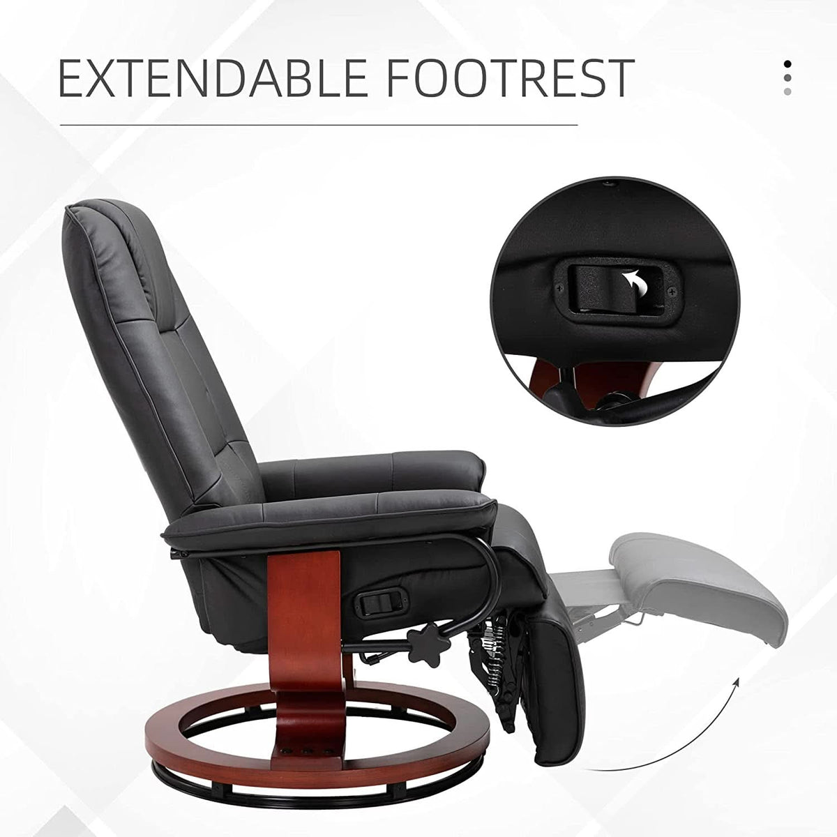 Manual Recliner Chair With Footrest And Swivel Base