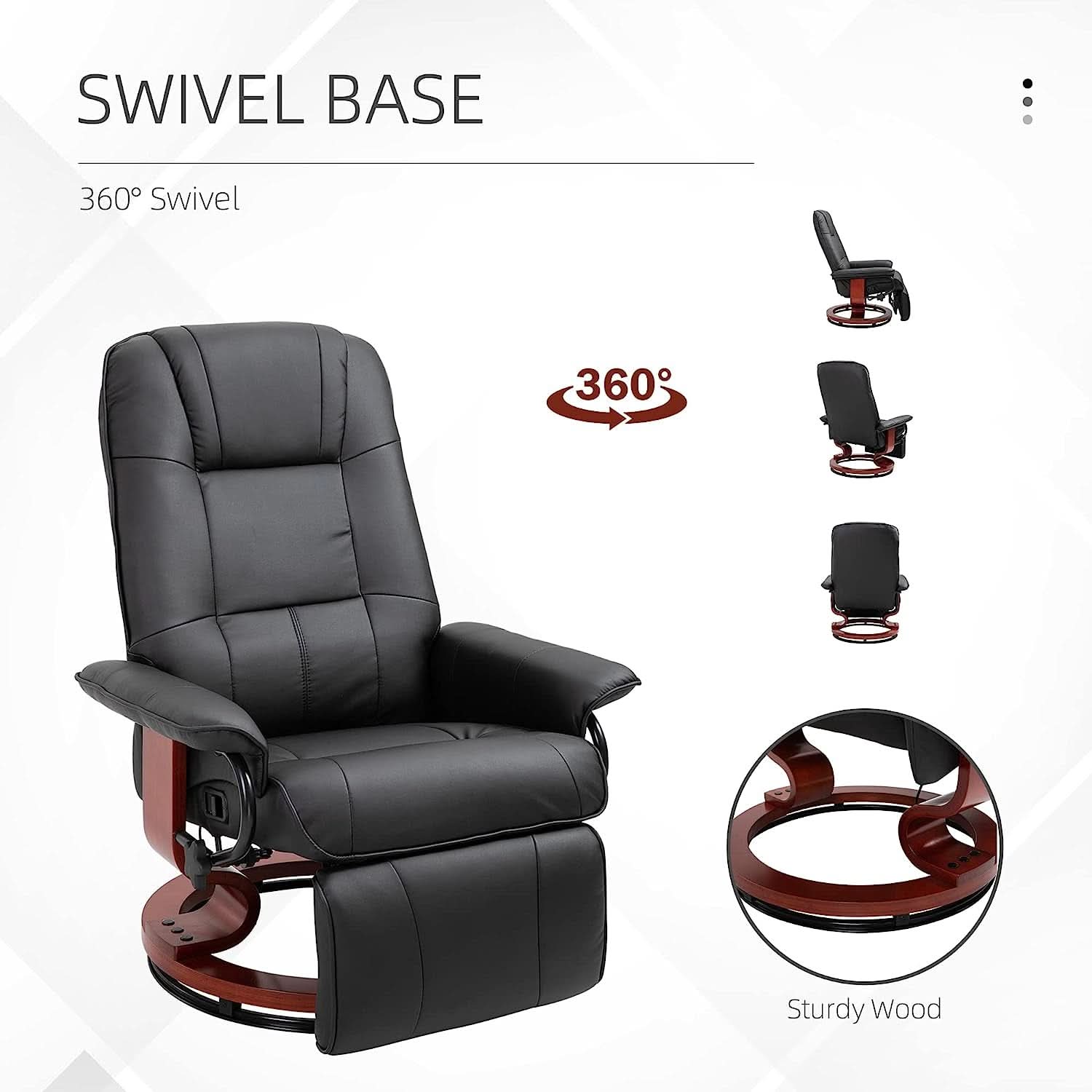 Manual Recliner Chair With Footrest And Swivel Base