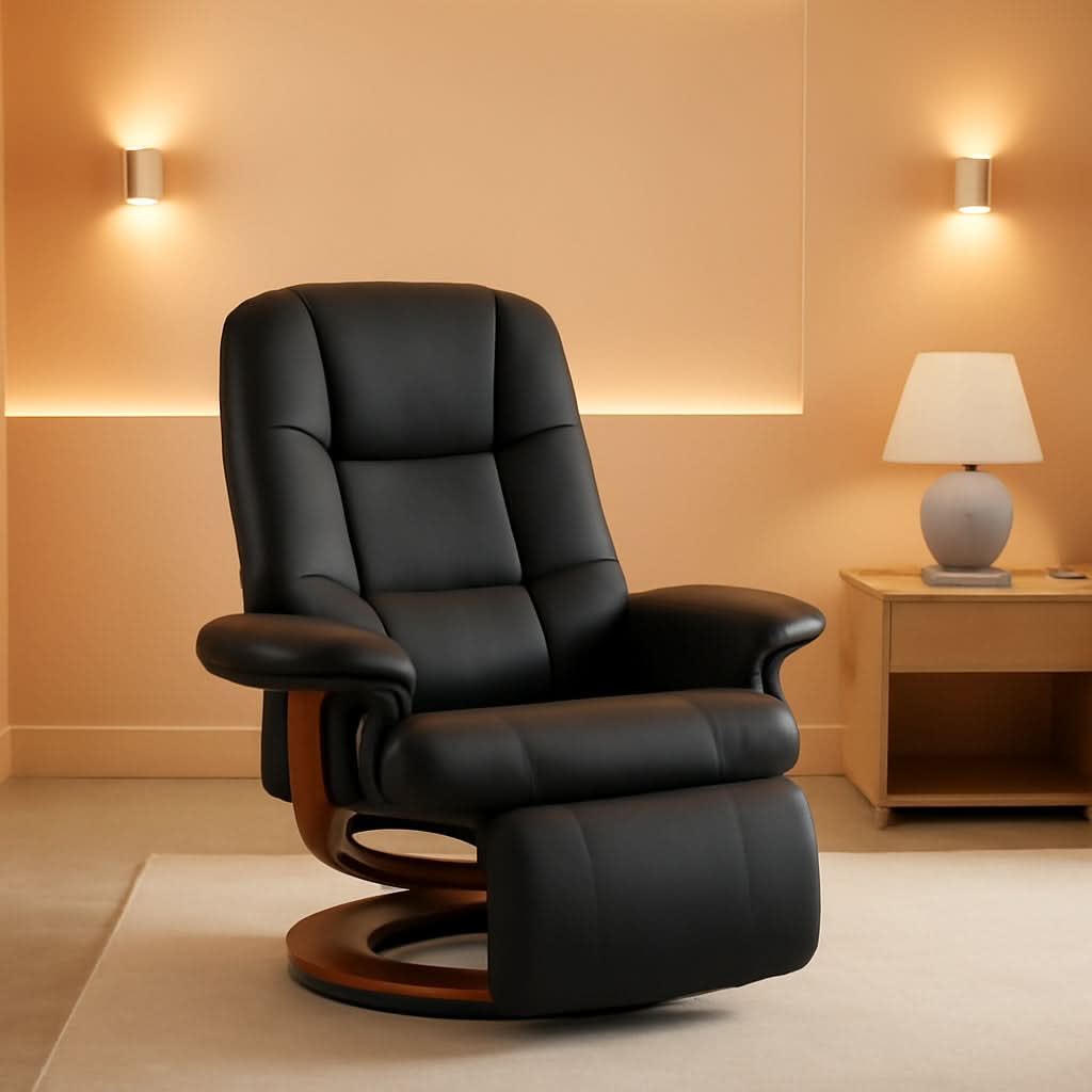 Manual Recliner Chair With Footrest And Swivel Base