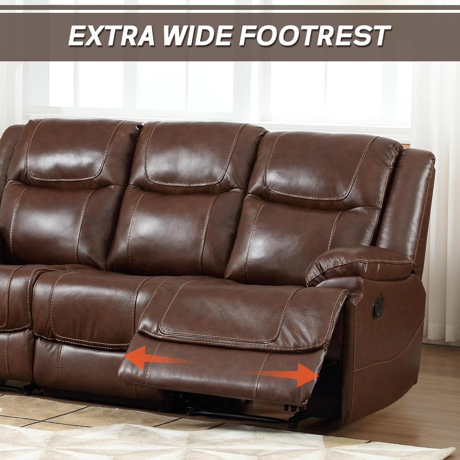Manual Recliner Sofa Set Brown Living Room Collection