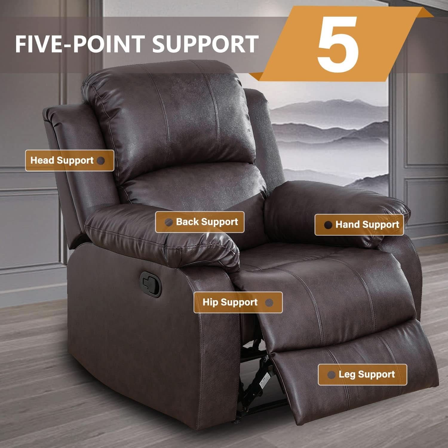 Manual Recliner Sofa Set Brown Three Piece Living Room Furniture