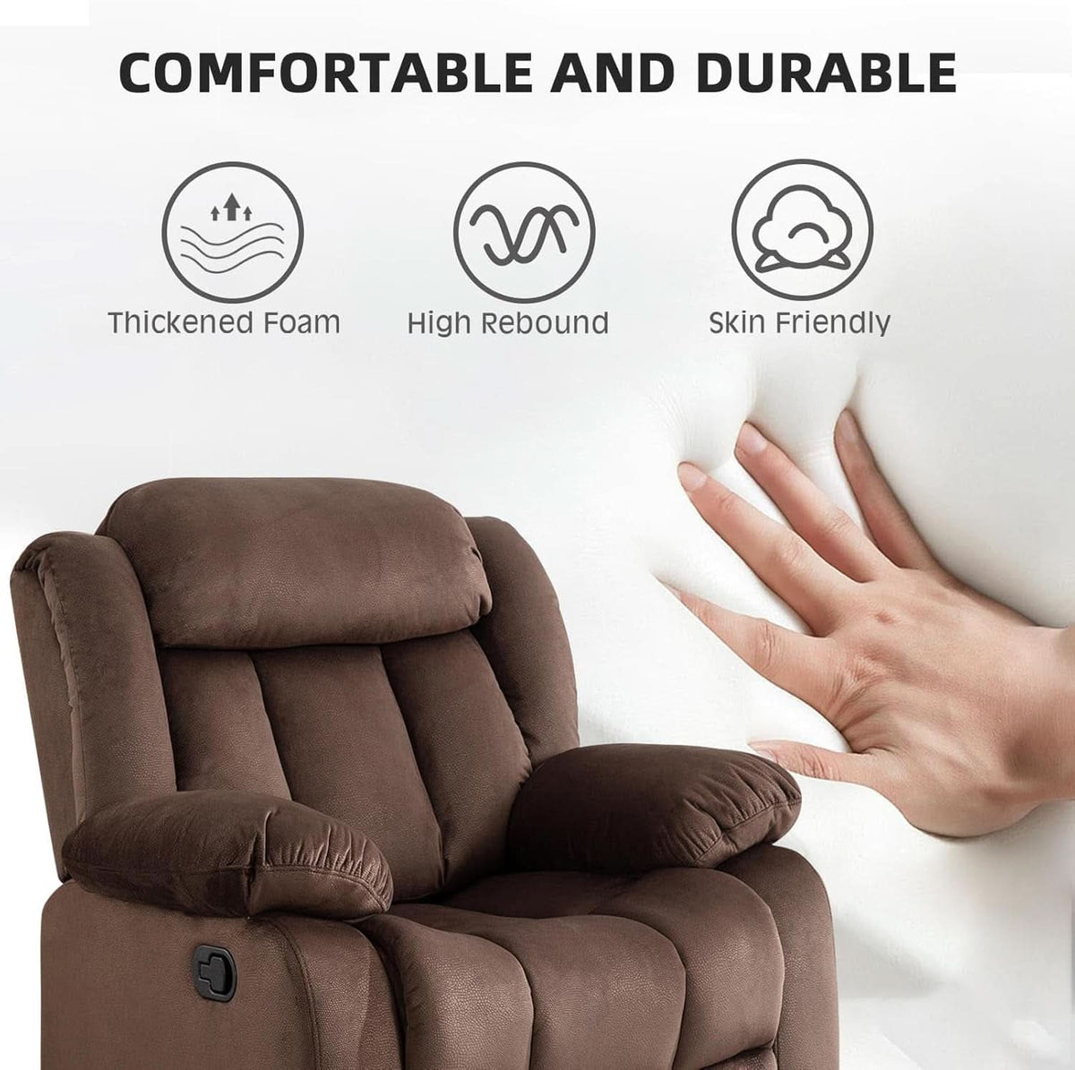 Manual Reclining Sofa Set With 3 Seat Sofa And Recliner