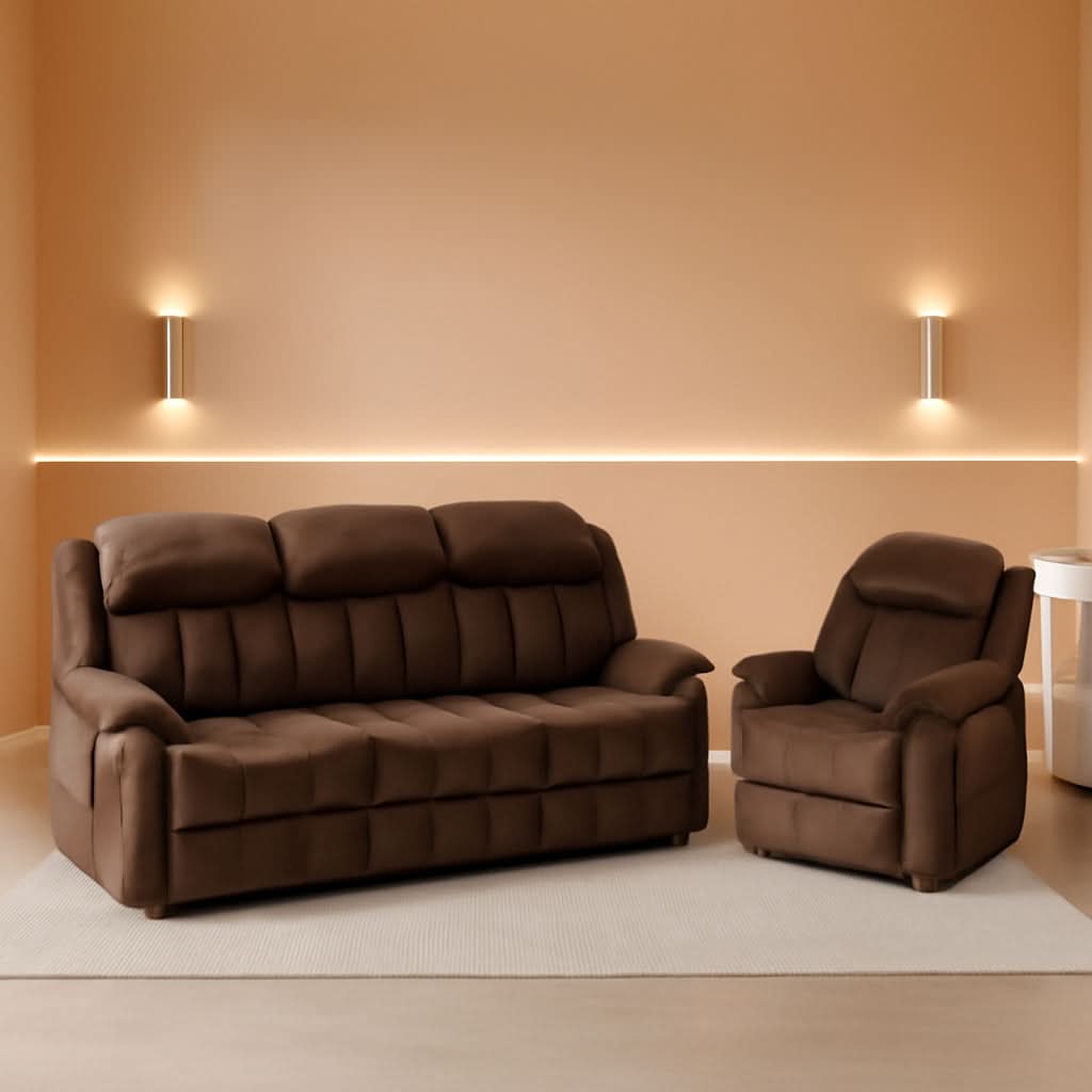 Manual Reclining Sofa Set With 3 Seat Sofa And Recliner