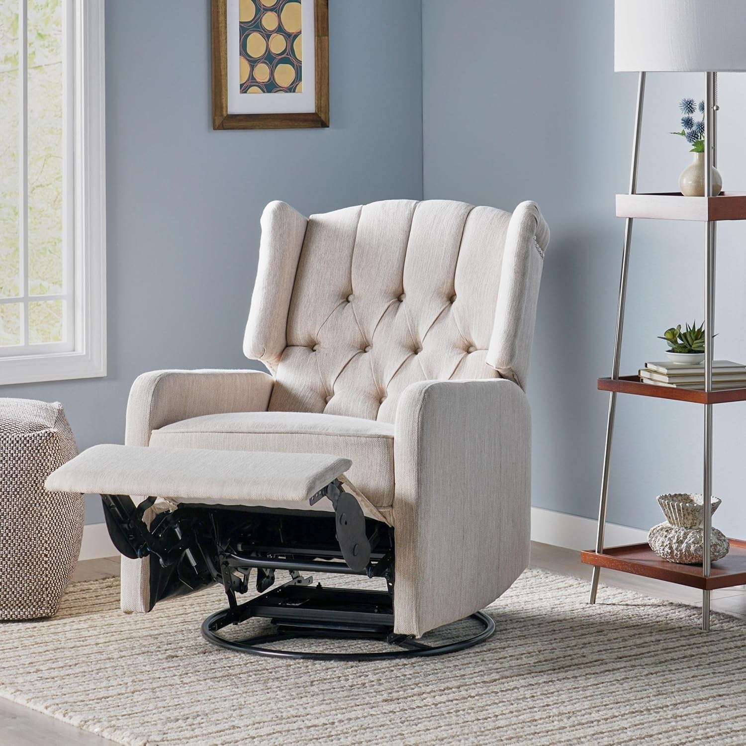 Manual Wingback Recliner Chair With 360 Degree Swivel For Living Room
