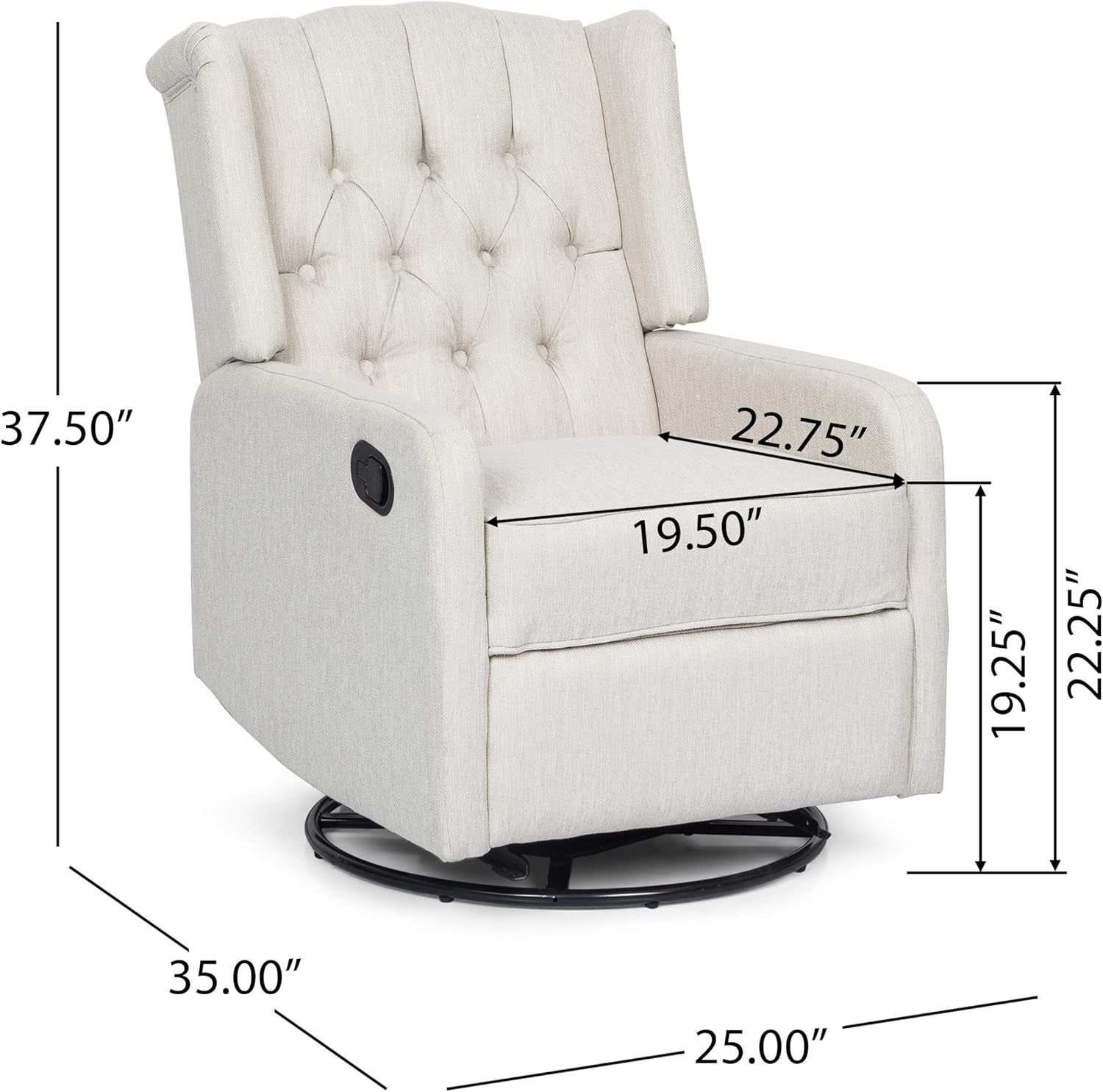 Manual Wingback Recliner Chair With 360 Degree Swivel For Living Room