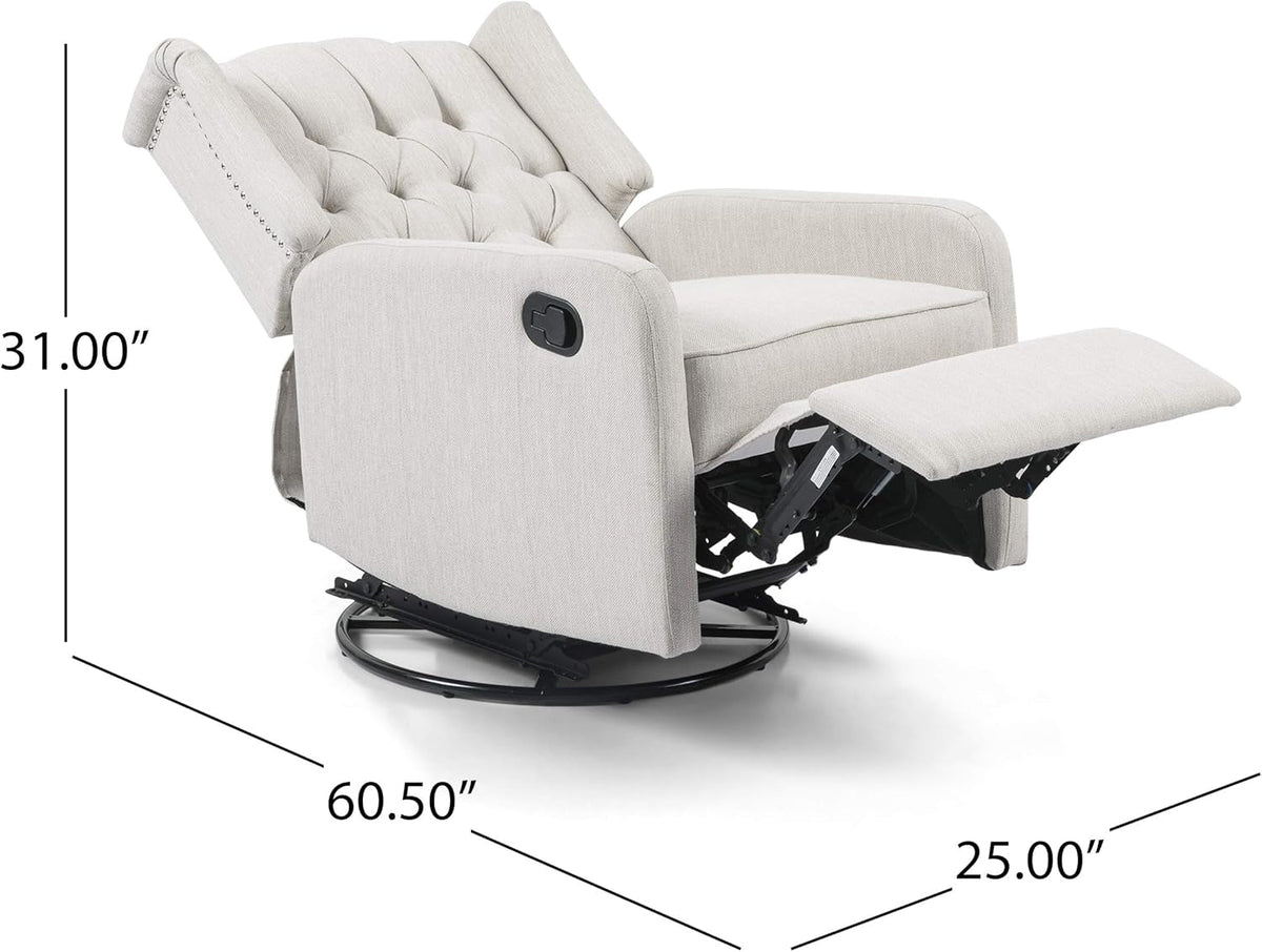 Manual Wingback Recliner Chair With 360 Degree Swivel For Living Room