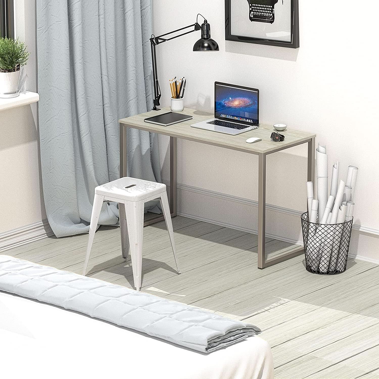 Maple 32 Inch Desk For Home Office With Steel Frame