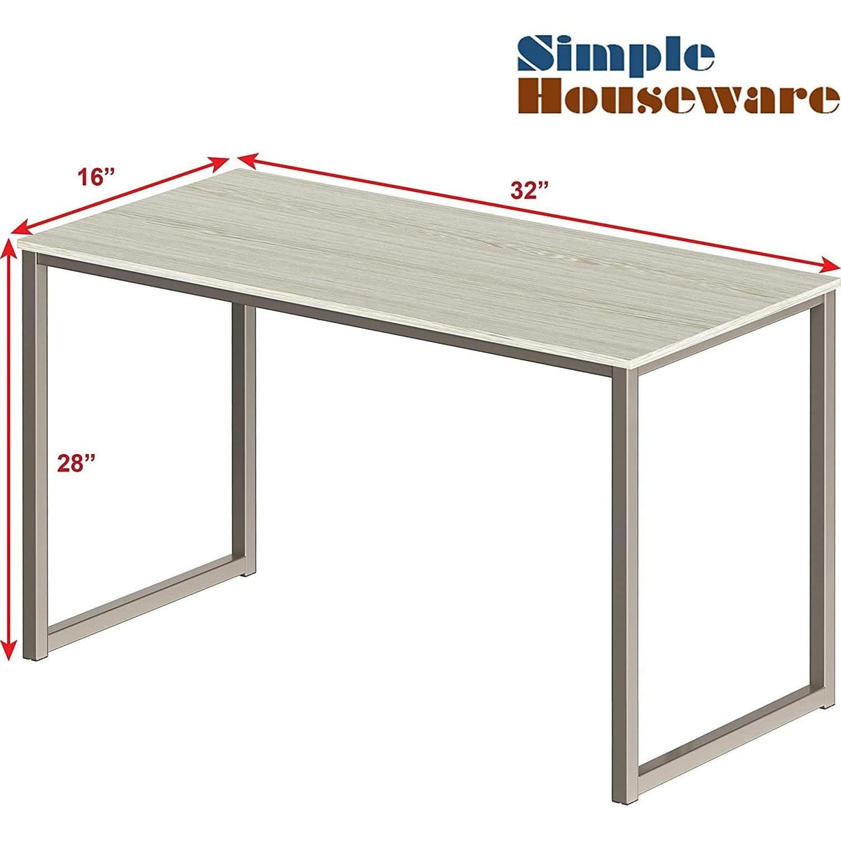 Maple 32 Inch Desk For Home Office With Steel Frame