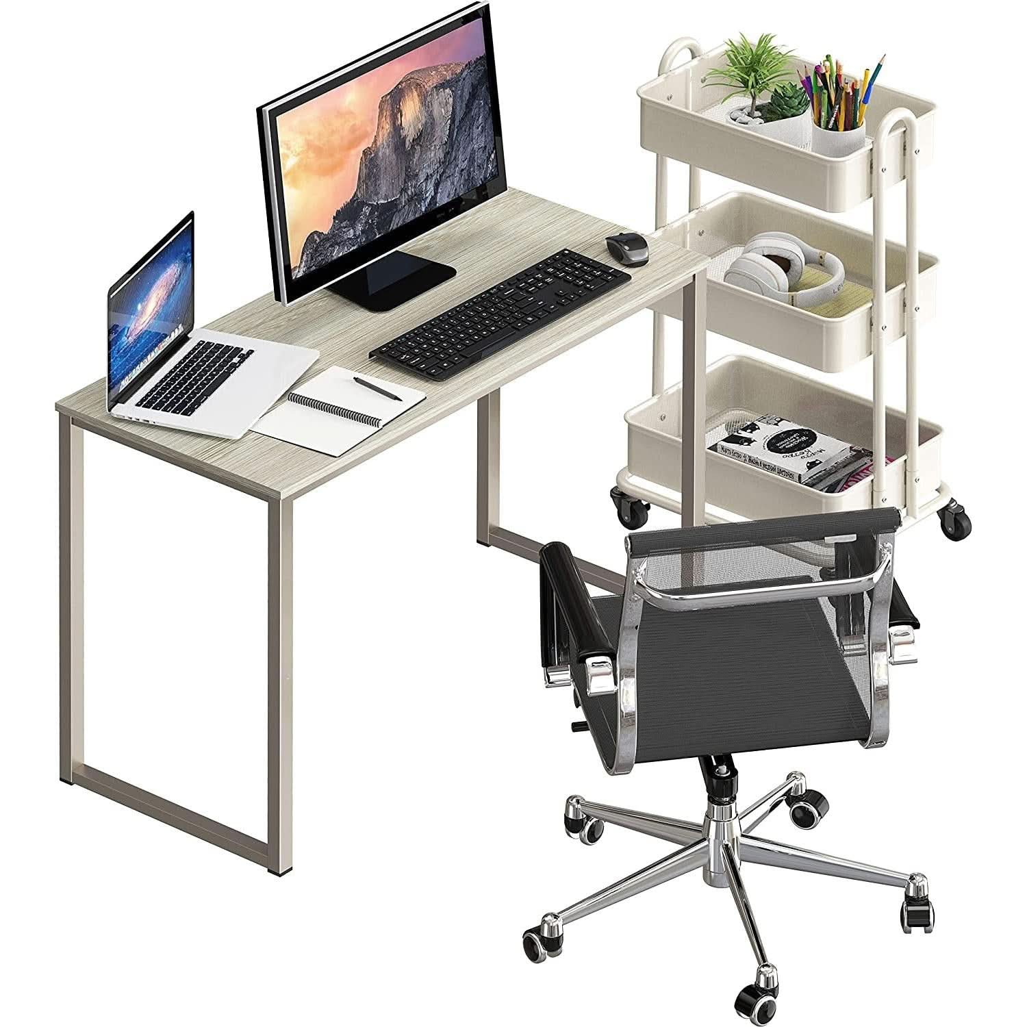 Maple 32 Inch Desk For Home Office With Steel Frame