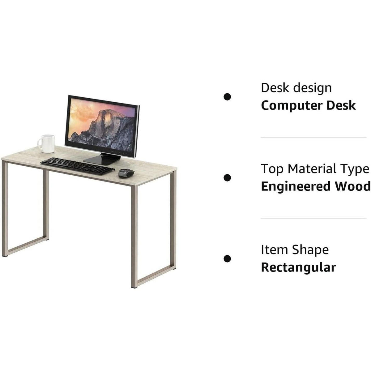 Maple 32 Inch Desk For Home Office With Steel Frame