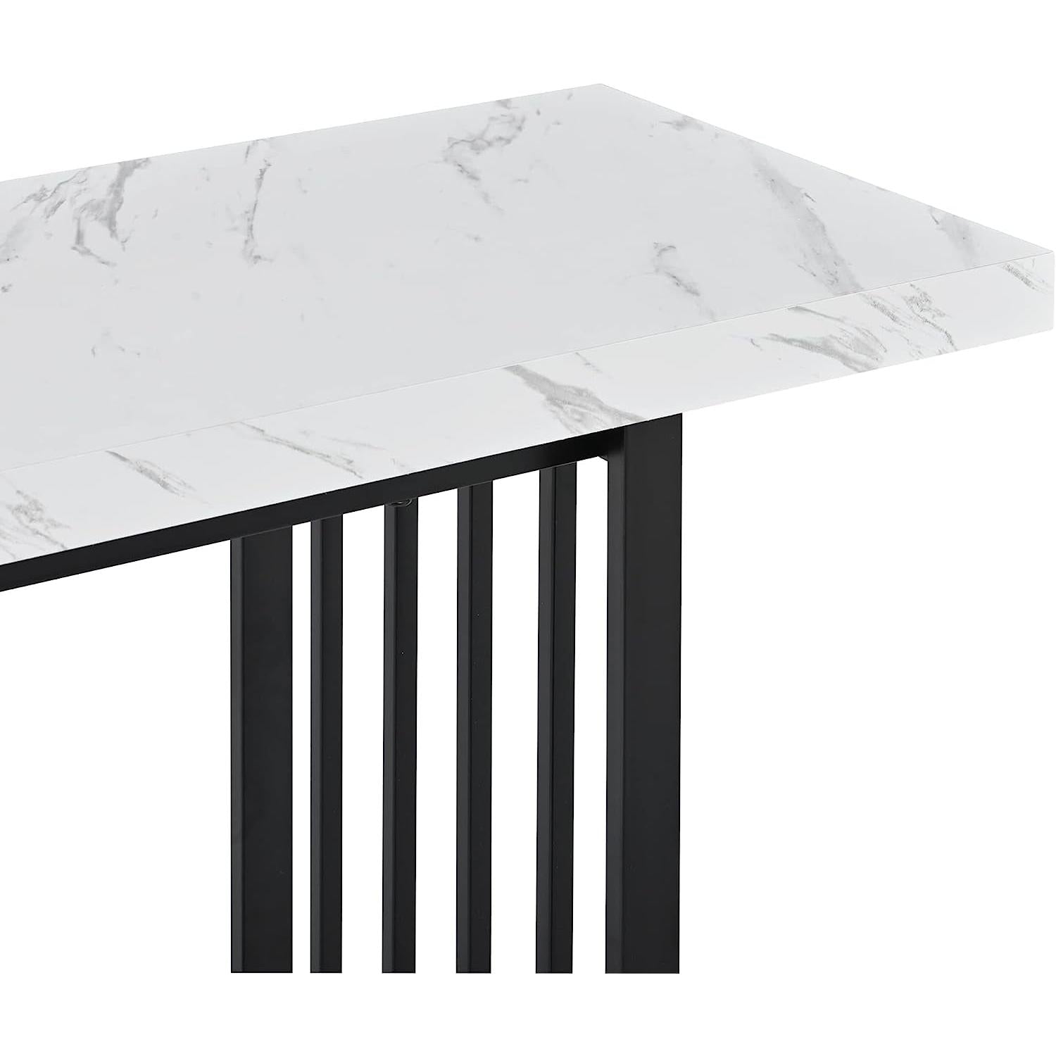 Marble Top Console Table With Storage Shelf For Living Room