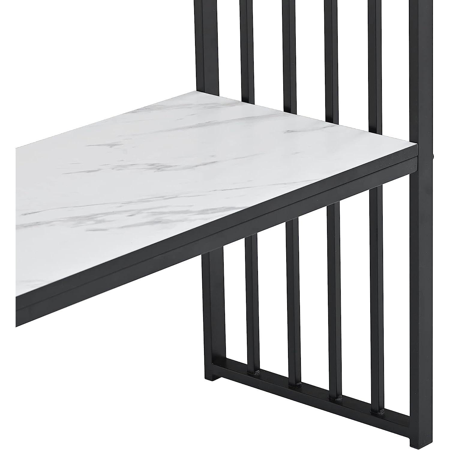 Marble Top Console Table With Storage Shelf For Living Room