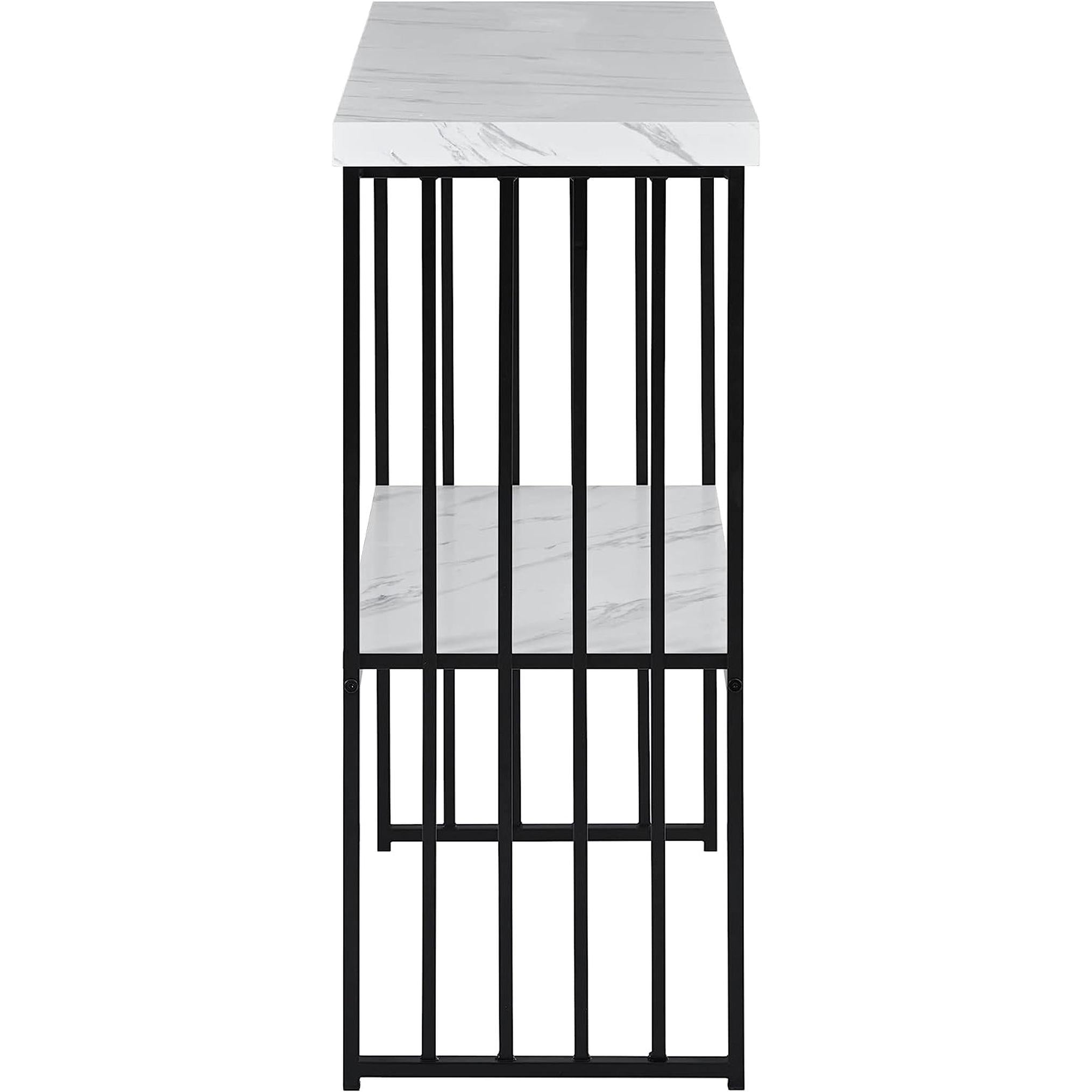 Marble Top Console Table With Storage Shelf For Living Room