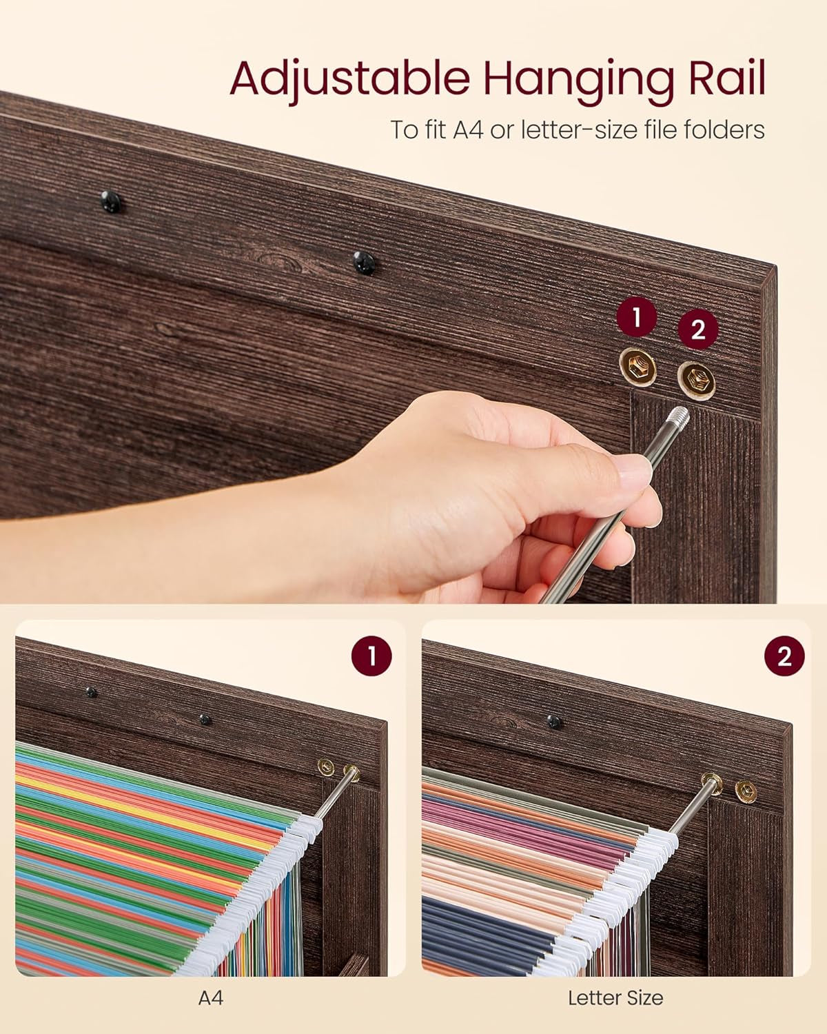 Maroon Brown File Cabinet With 2 Drawers For A4 And Letter Size