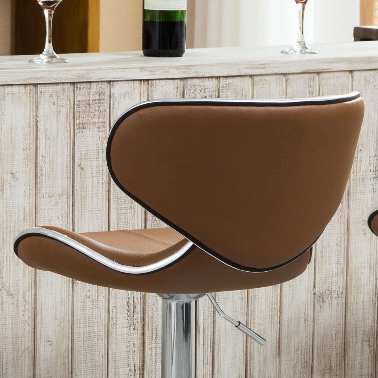 Masaccio Bar Stool Caramel Leatherette Adjustable Height
