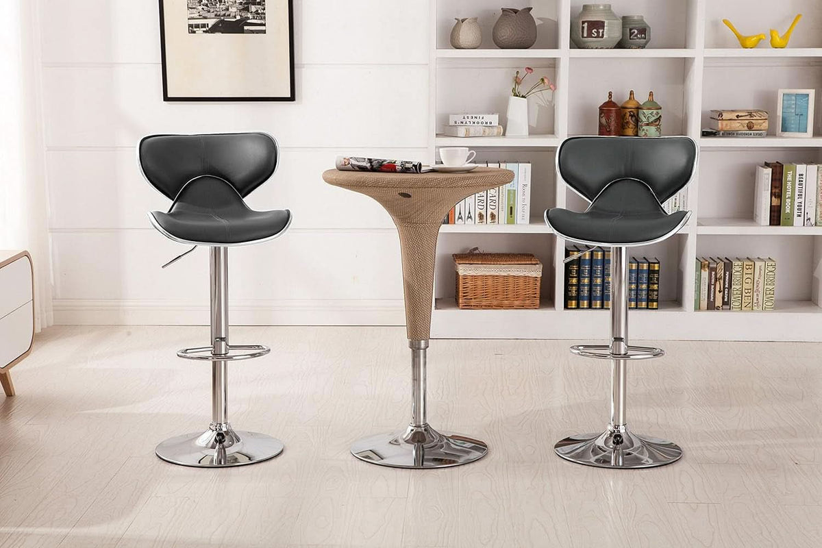 Masaccio Grey Leatherette Airlift Swivel Barstool Set of 2