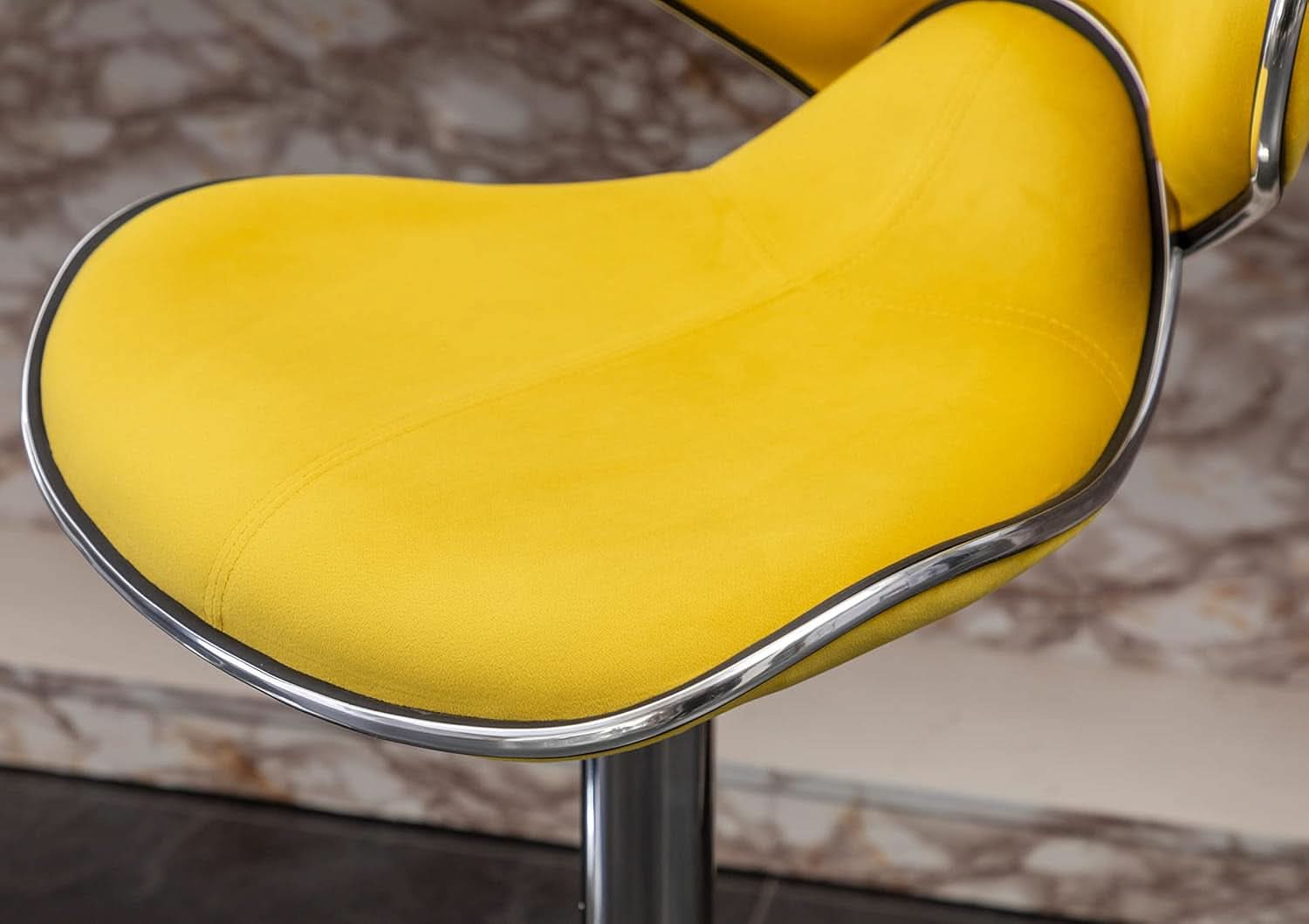 Masaccio Velvet Adjustable Swivel Bar Stool Set Of 2 Yellow