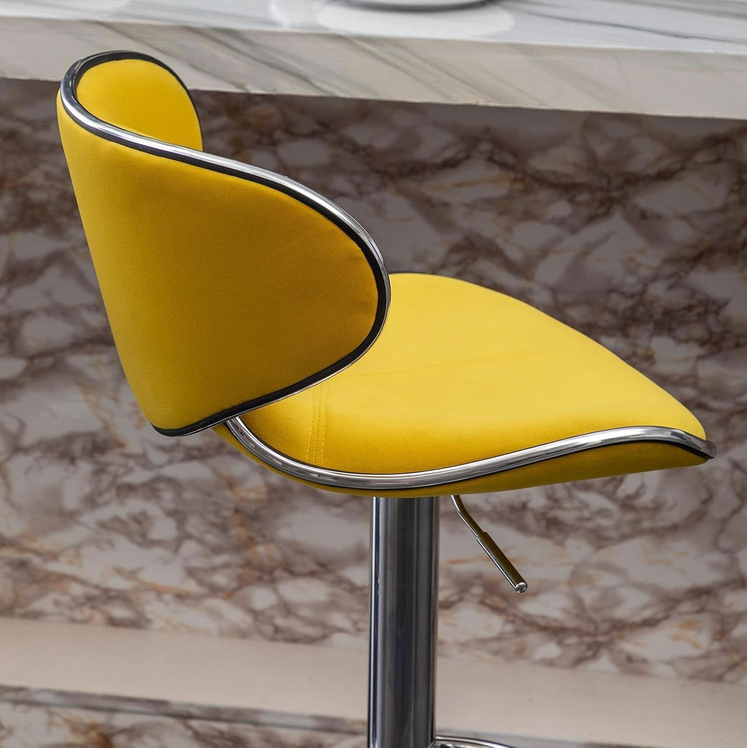 Masaccio Velvet Adjustable Swivel Bar Stool Set Of 2 Yellow