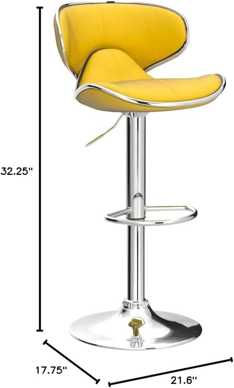 Masaccio Velvet Adjustable Swivel Bar Stool Set Of 2 Yellow
