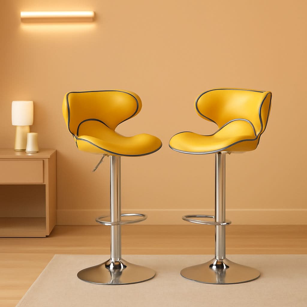 Masaccio Velvet Adjustable Swivel Bar Stool Set Of 2 Yellow