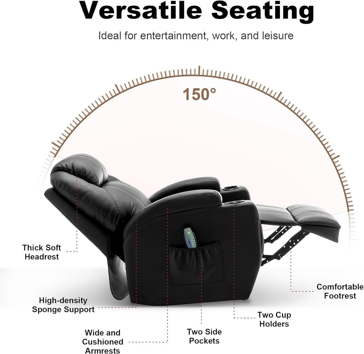 Massage Heat Swivel Recliner Chair For Living Room