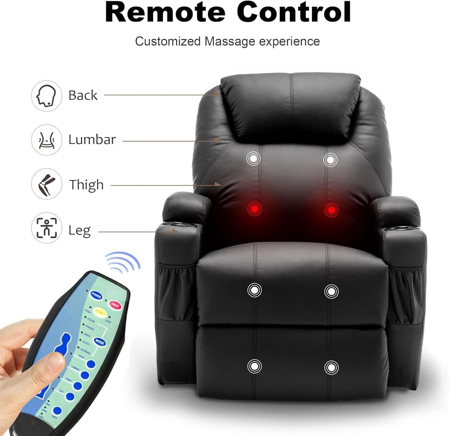 Massage Heat Swivel Recliner Chair For Living Room