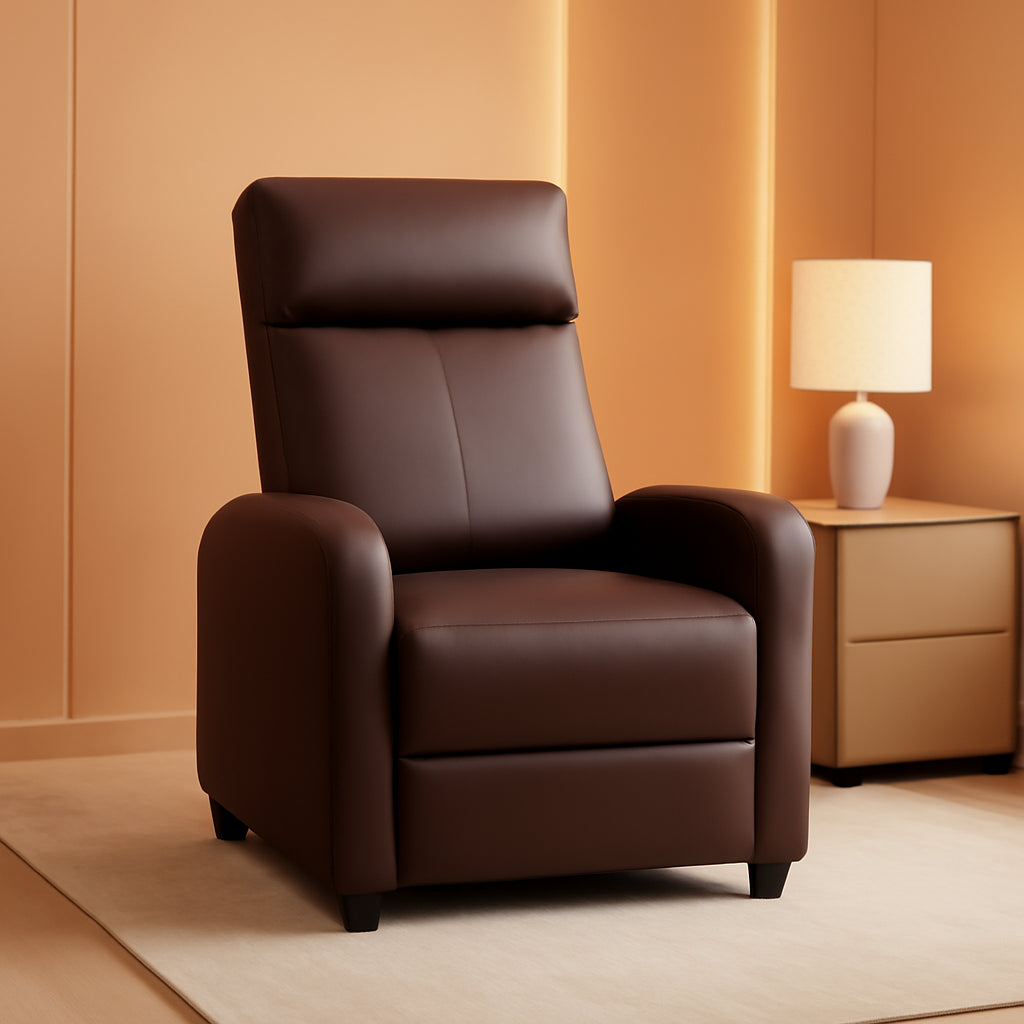 Massage Recliner Chair Brown PU Leather Adjustable