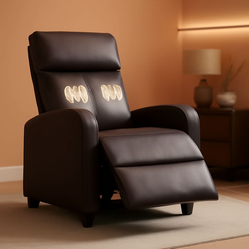 Massage Recliner Chair With Footrest And Brown PU Leather