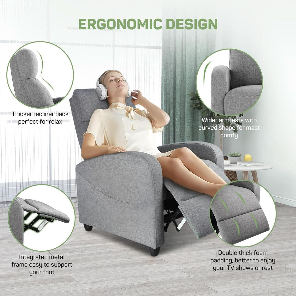 Massage Recliner Chair With Lumbar Support For Living Room
