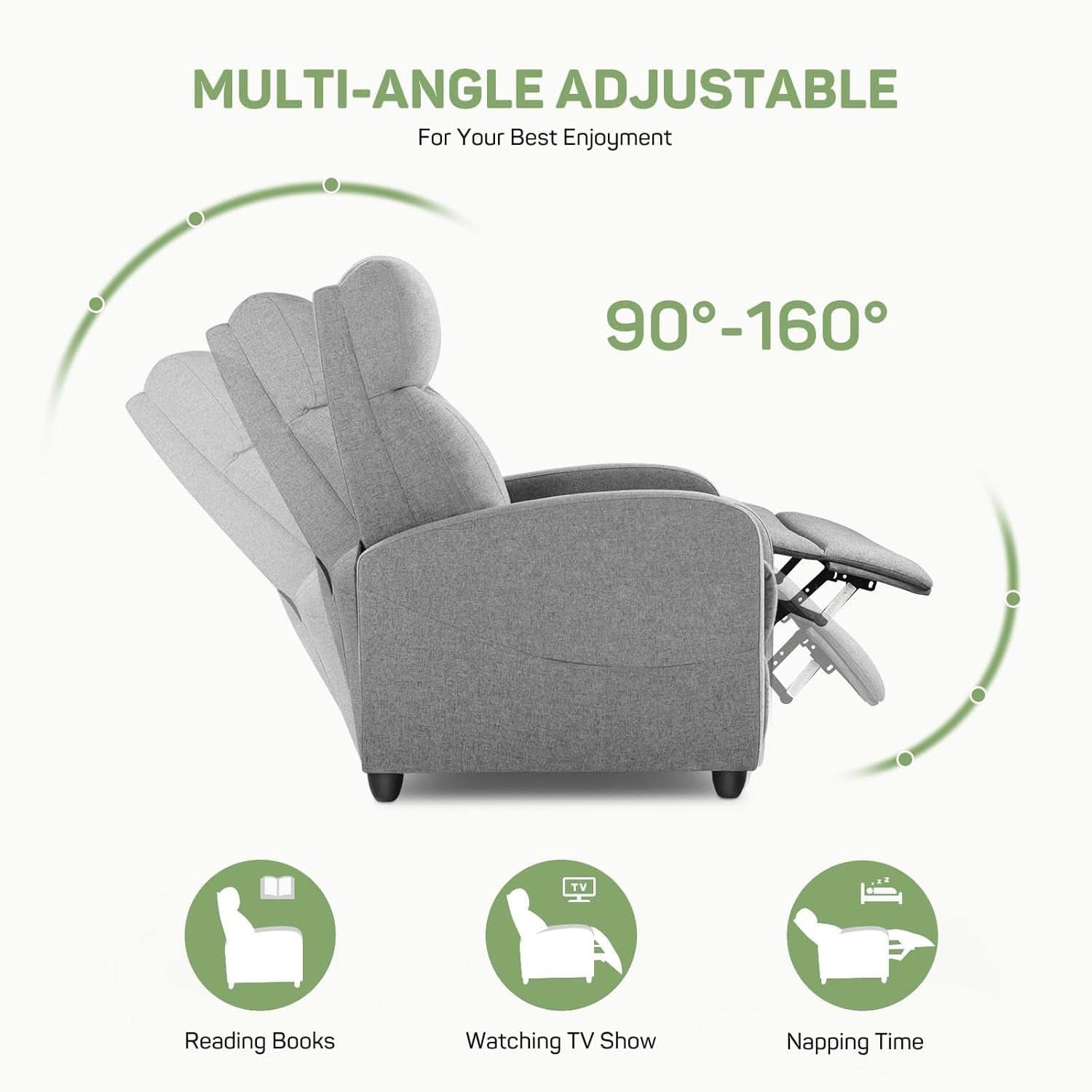 Massage Recliner Chair With Lumbar Support For Living Room