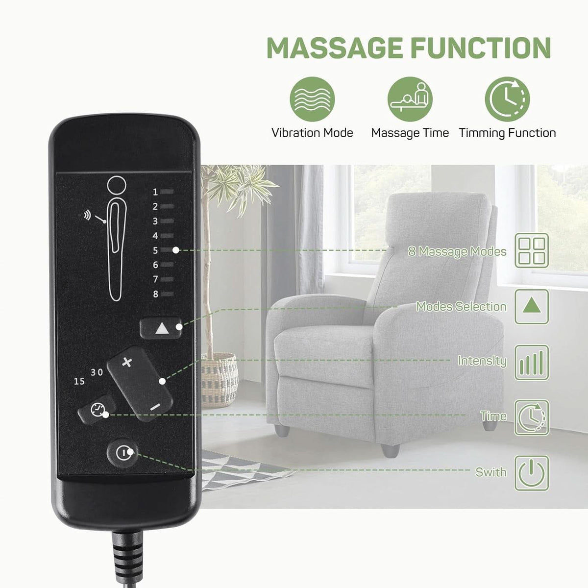 Massage Recliner Chair With Lumbar Support For Living Room