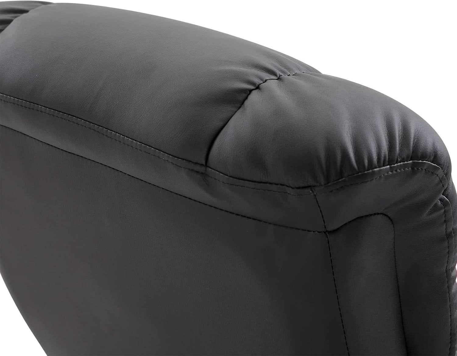 Massage Recliner Chair With Ottoman 360 Degree Swivel Black PU Leather