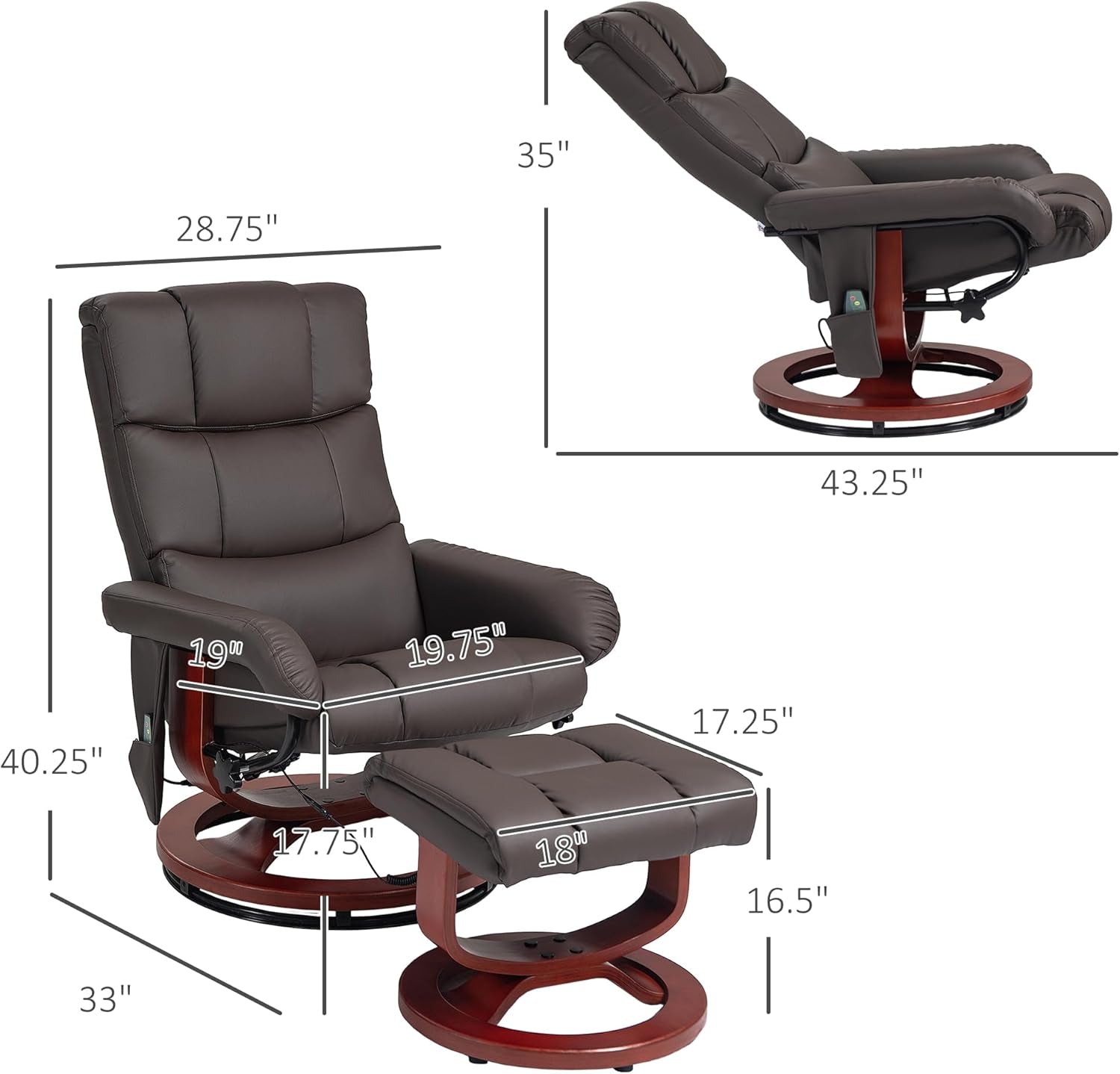 Massage Recliner Chair With Ottoman And Remote Control