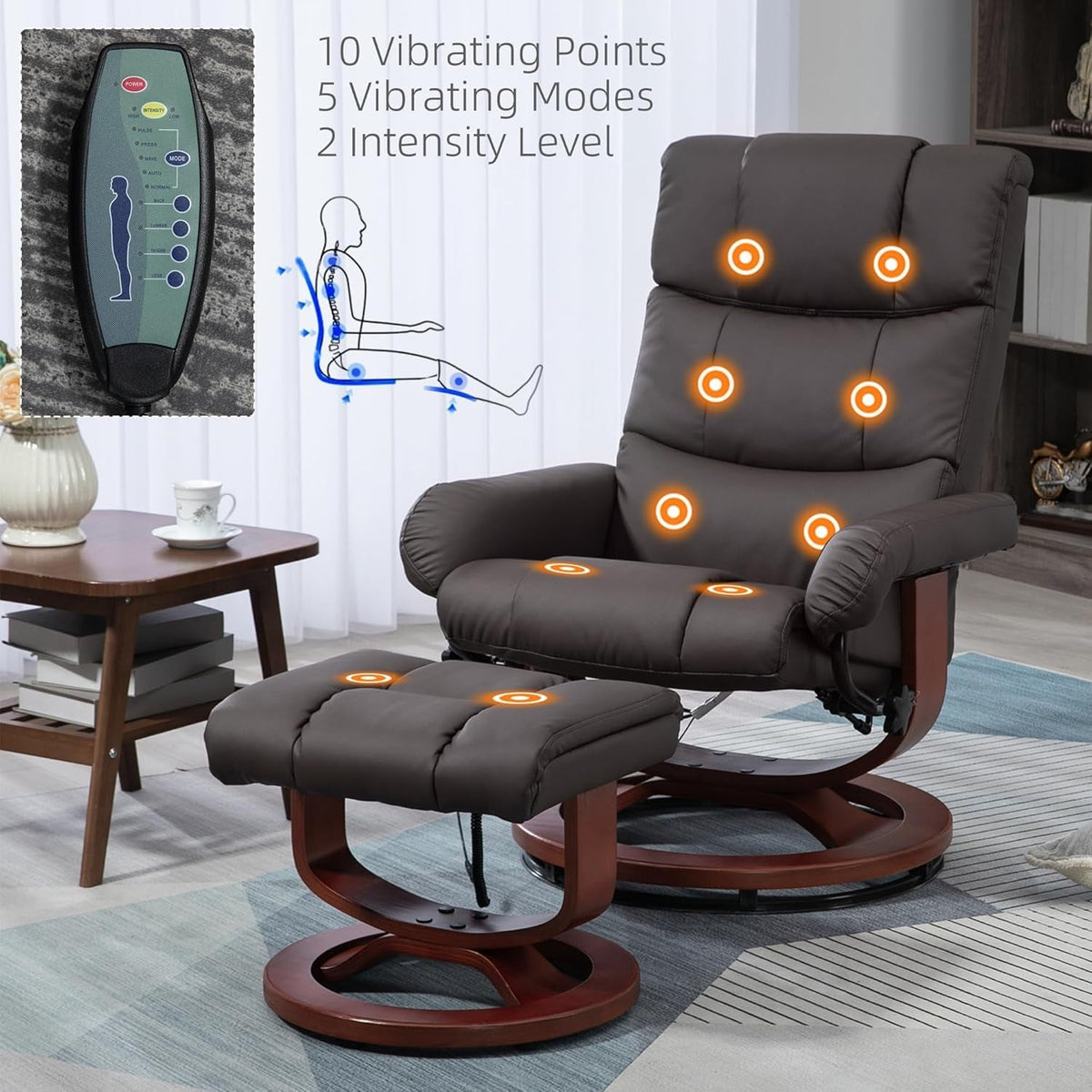 Massage Recliner Chair With Ottoman And Remote Control