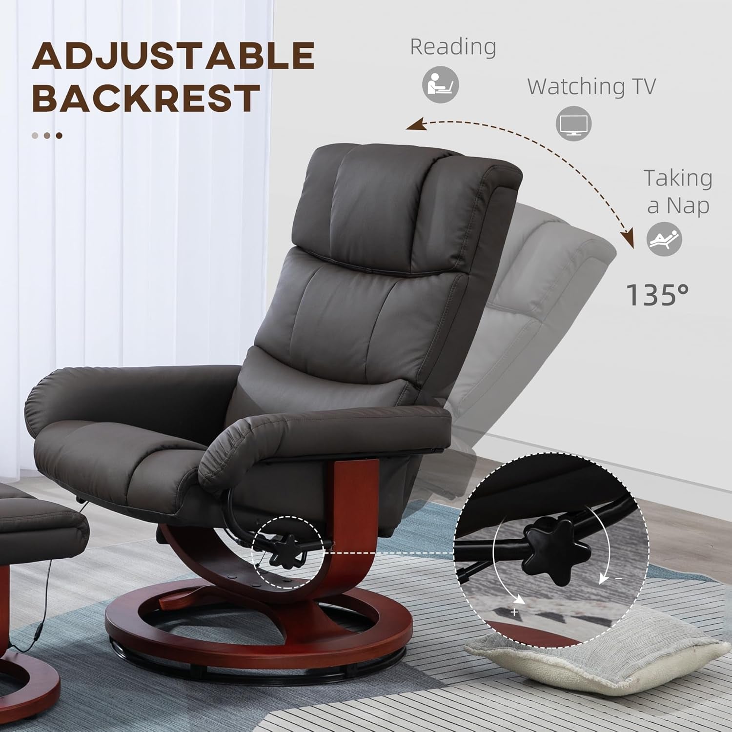 Massage Recliner Chair With Ottoman And Remote Control