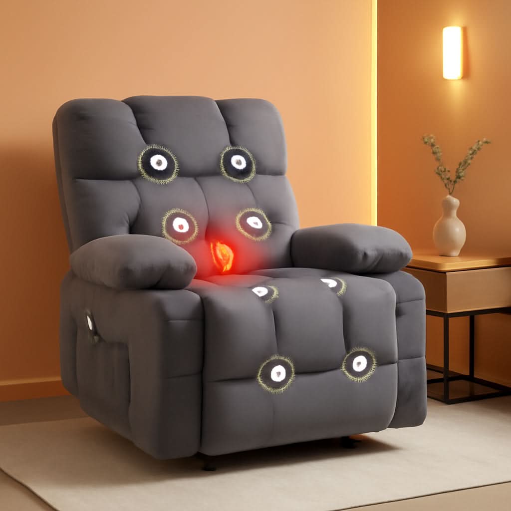 Massage Rocker Recliner Chair With Heat And Vibration Grey