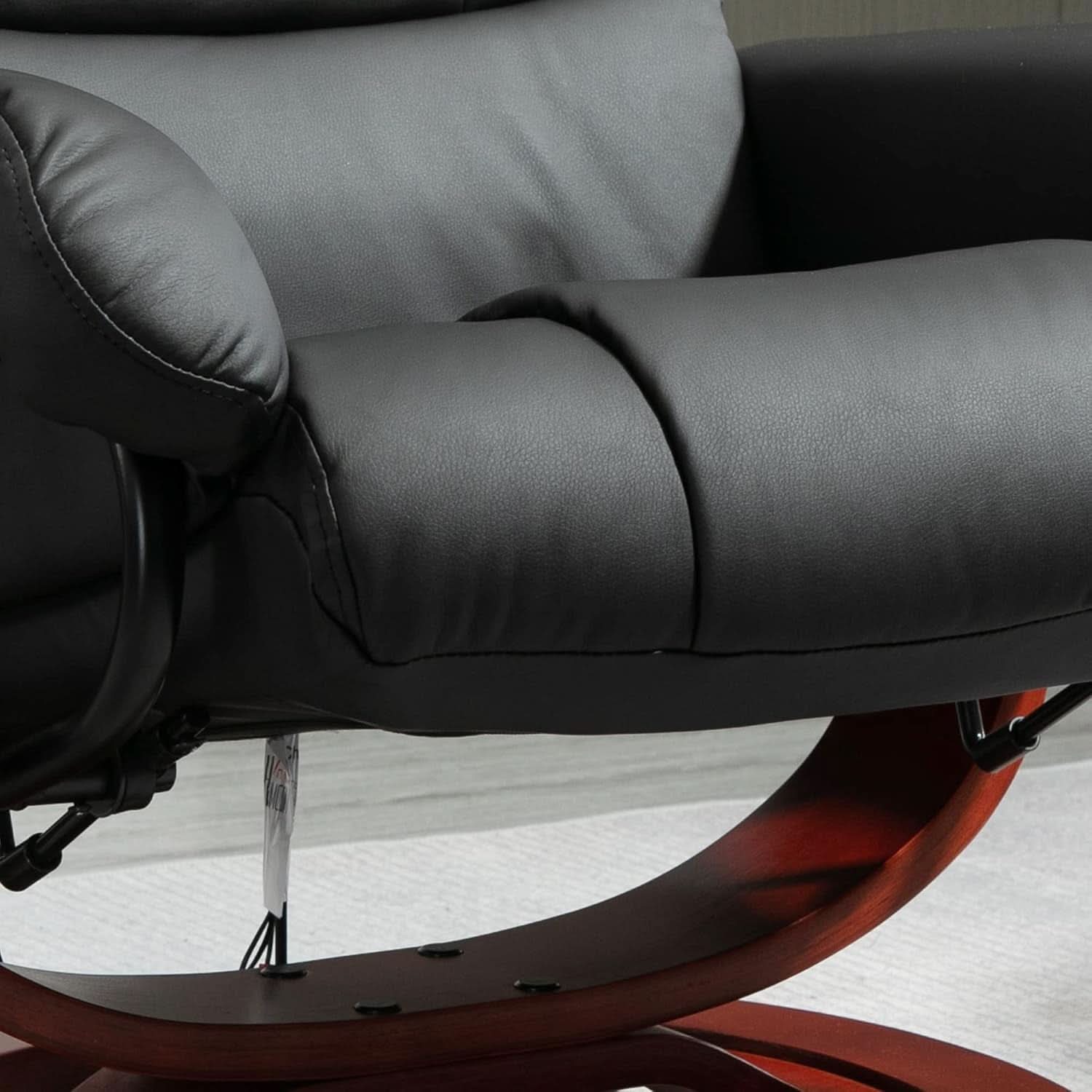Massage Swivel Recliner Chair Black With Ottoman And Remote