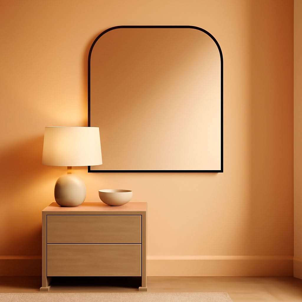 Master And Co Modern Metal Arch Wall Mirror 36x32 Black