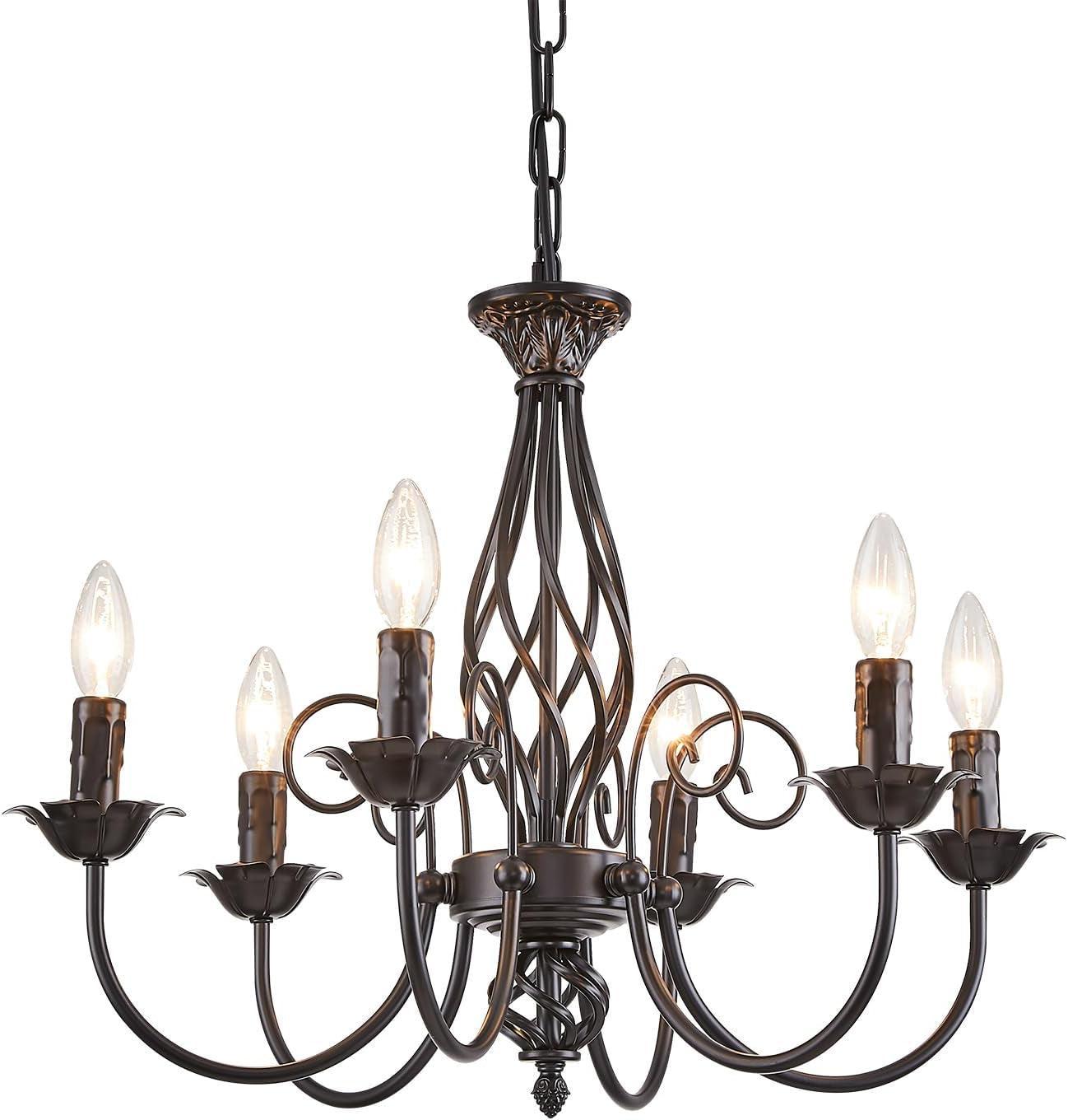 Matte Black 6 Light Farmhouse Industrial Chandelier