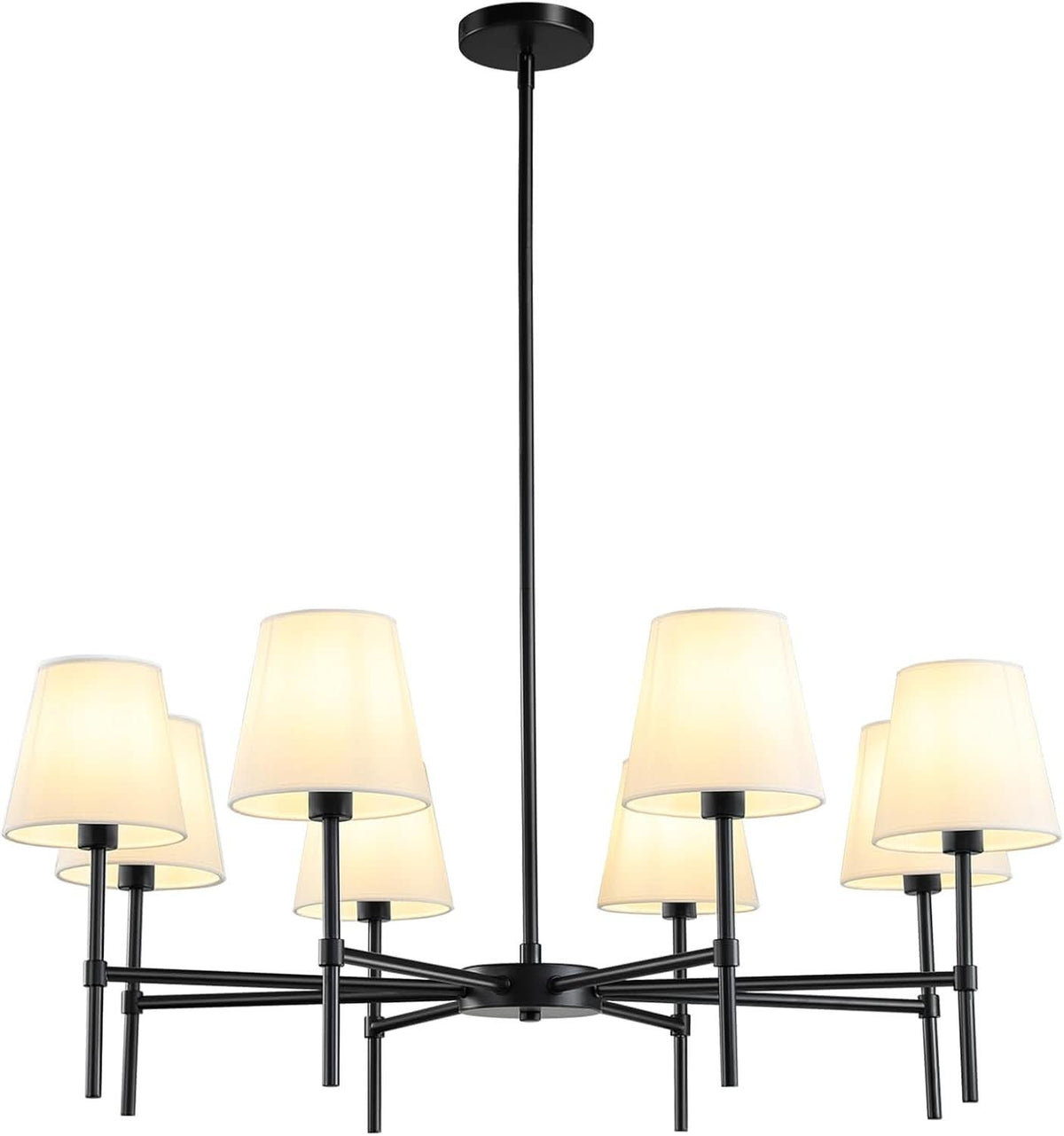 Matte Black 8 Light Farmhouse Chandelier For Dining Room